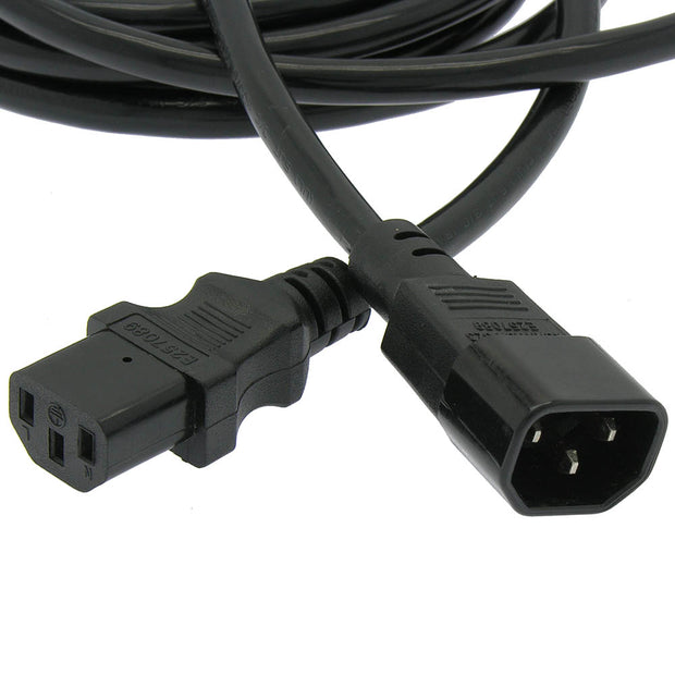 3Ft Power Extension Cord C13 to C14 Black /SJT  16/3