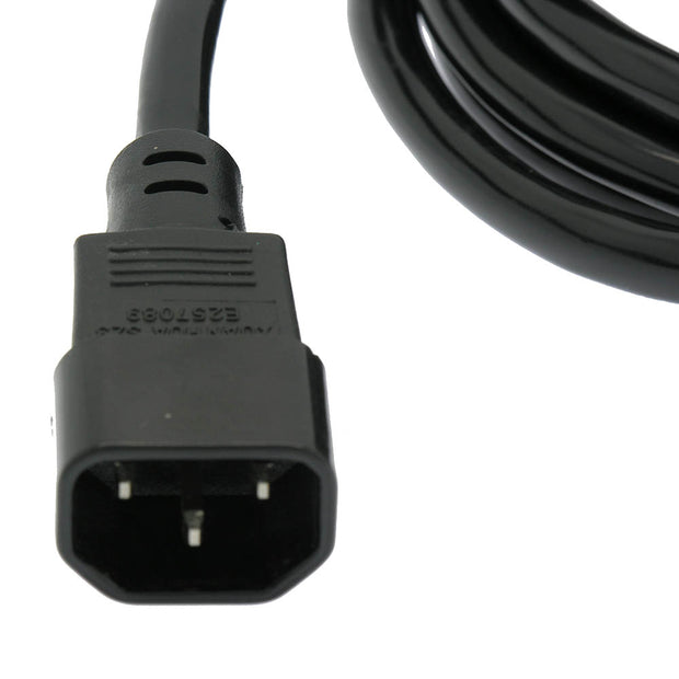 3Ft Power Extension Cord C13 to C14 Black /SJT  16/3