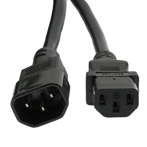 3Ft Power Extension Cord C13 to C14 Black /SJT  14/3
