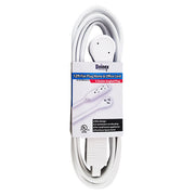 12Ft 16/3 Grounded 3-Outlet Flat Angle Power Extension Cord White