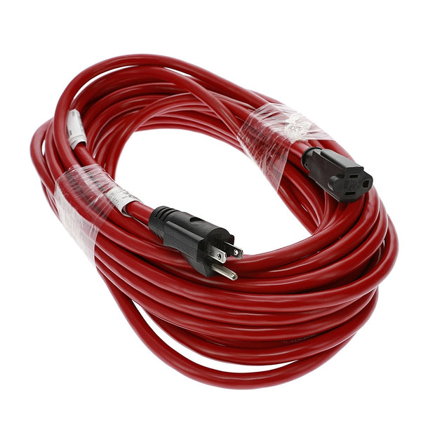 100ft 12/3 SJTW Red  Extension Cord,Black Plug