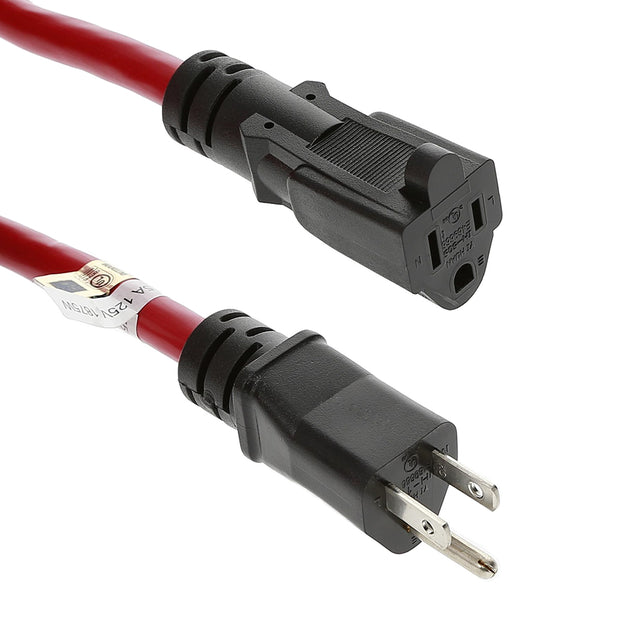 25ft 12/3 SJTW Red  Extension Cord,Black Plug