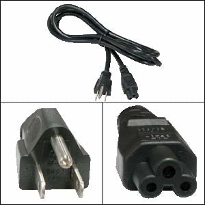 6Ft 3-Prong Notebook Power Cord Black, SJT 18/3