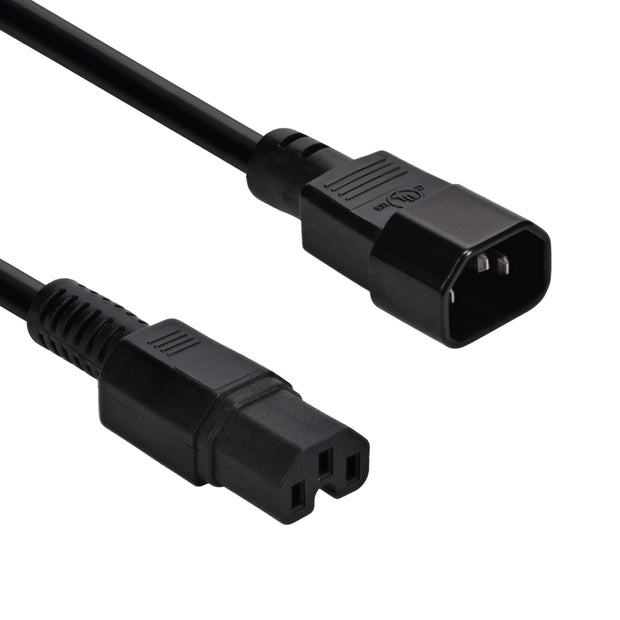 10Ft  Power Cord C14 to C15 Black/ SJT 14/3
