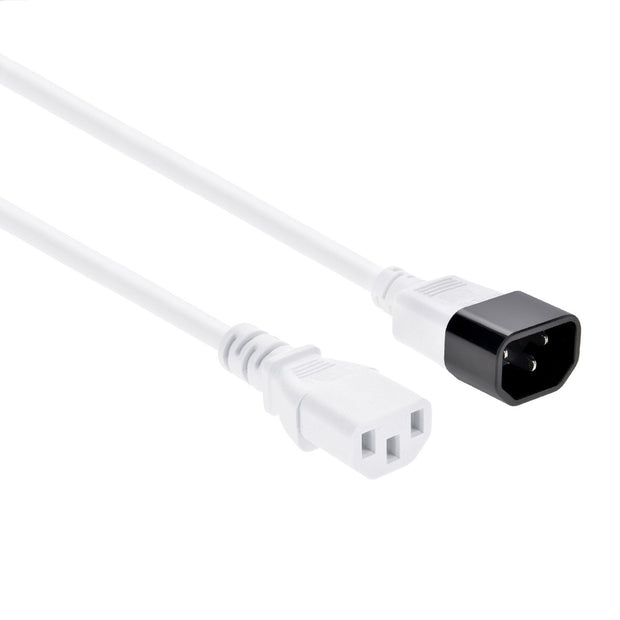 2Ft Power Extension Cord C13 to C14 White/SJT 14/3