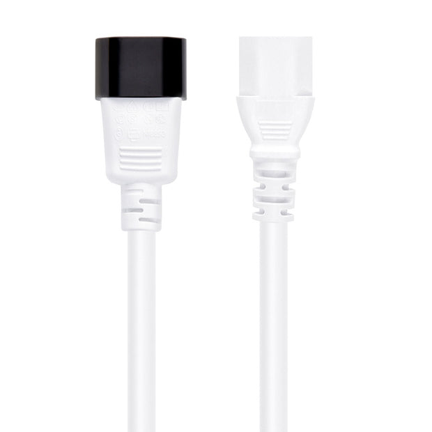 3Ft Power Extension Cord C13 to C14 White/SJT 14/3