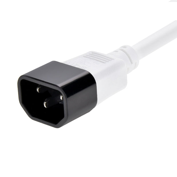 3Ft Power Extension Cord C13 to C14 White/SJT 14/3