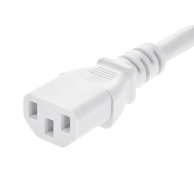 3Ft Power Extension Cord C13 to C14 White/SJT 14/3