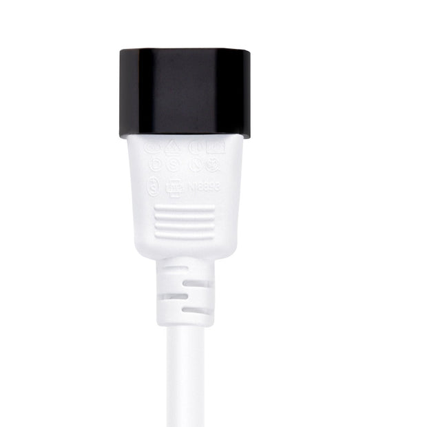 3Ft Power Extension Cord C13 to C14 White/SJT 14/3
