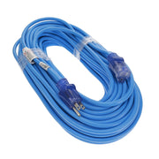 100Ft 14/3 SJTW Blue Power Extension Cord Lighted Clear Blue Plug