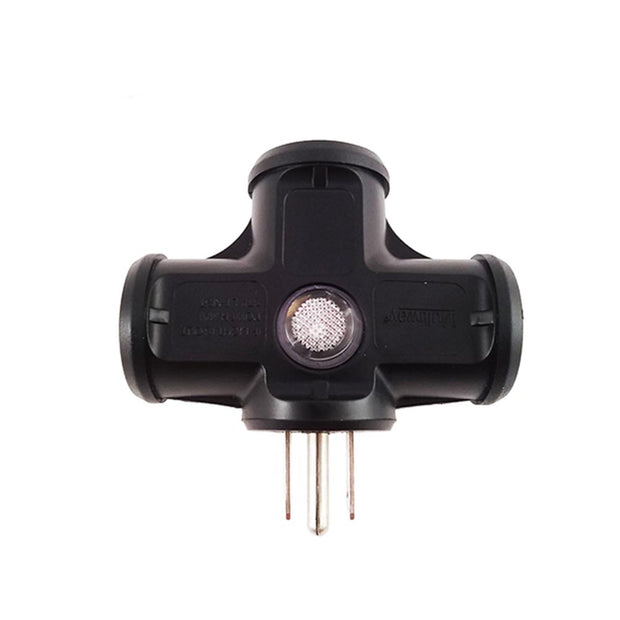 3-Outlet Indoor/Outdoor 3-Prong Wall Tap  w/ LED Indicator