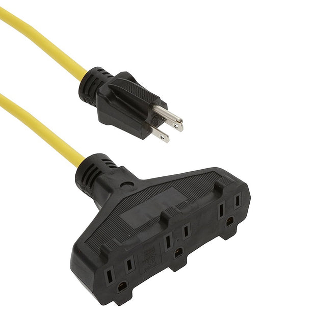 50Ft 3-Outlet Power Extension Cord SJTW 14/3 Yellow