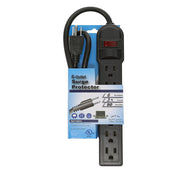 3Ft 6-Outlet Surge Protector  14AWG/3, 15A, 90J Black