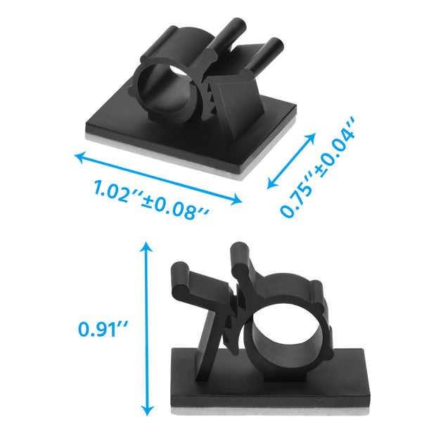 Nylon Self Adhesive Cable Management Clip Round Type 25x19mm S, 100-Pack