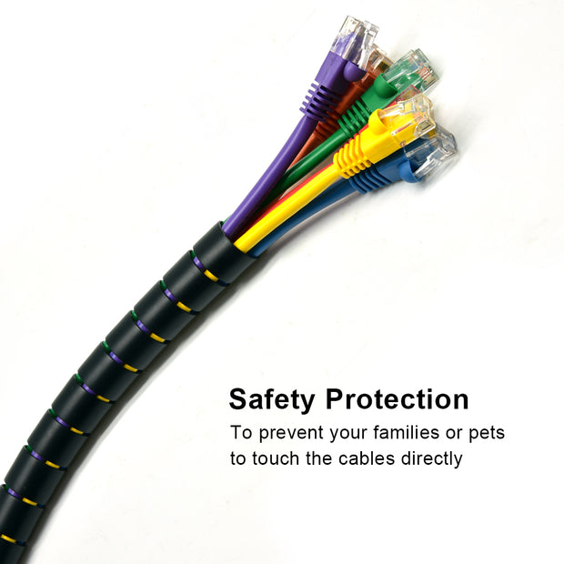 Spiral Cable Zip Wrap Black 20mm x 1.5m (0.8" x 4.92Ft)
