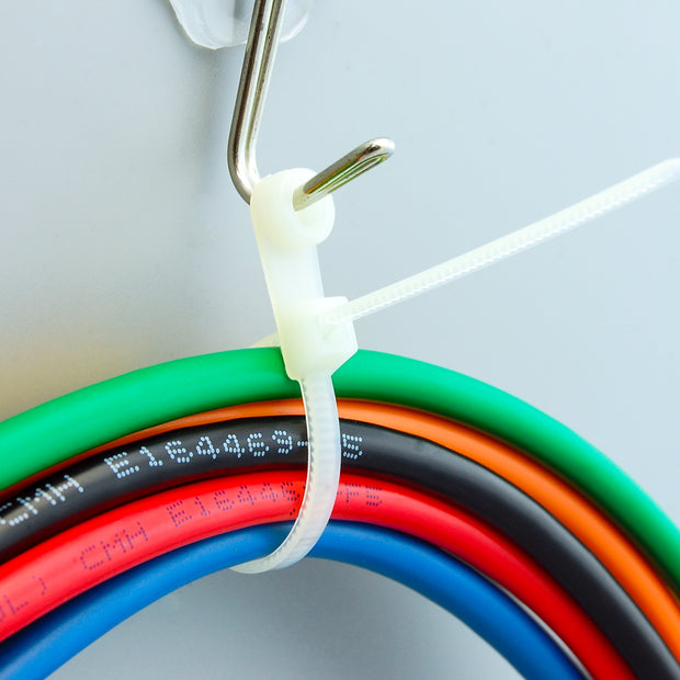 8" Wall Mountable Cable Tie Clear 100pcs