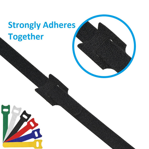 6" Hook and Loop Wrap Strap 1/2" Width Assorted colors , 60pc Pack