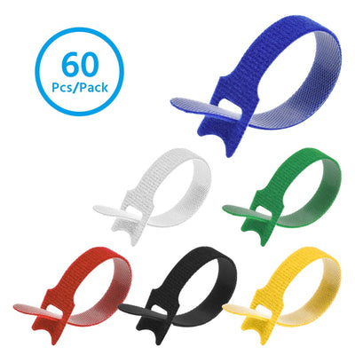 6" Hook and Loop Wrap Strap 1/2" Width Assorted colors , 60pc Pack