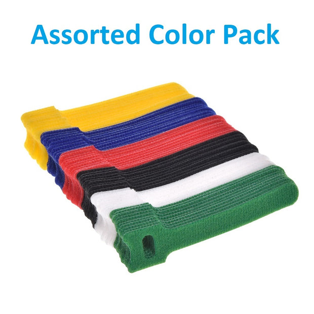 6" Hook and Loop Wrap Strap 1/2" Width Assorted colors , 60pc Pack