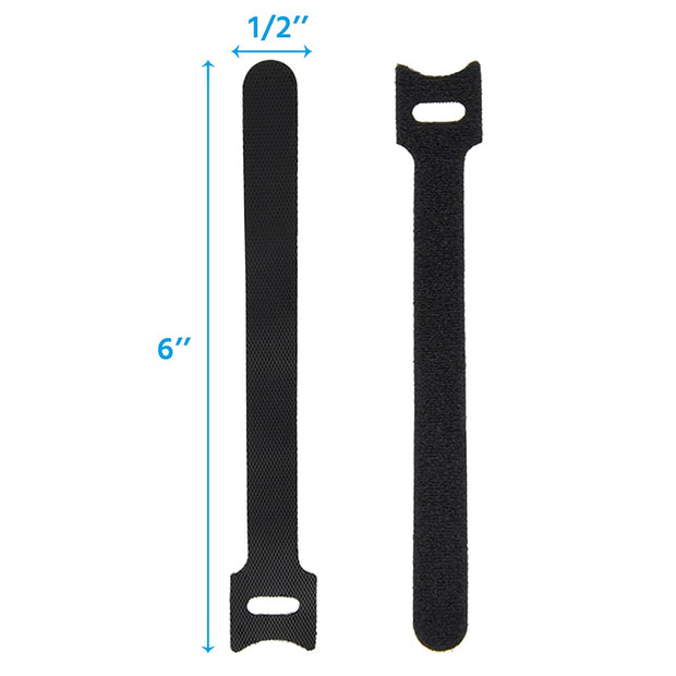6" Hook and Loop Wrap Strap 1/2" Width Assorted colors , 60pc Pack