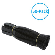 6" Hook and Loop Strap 1/2" Width Black, 50pc Pack