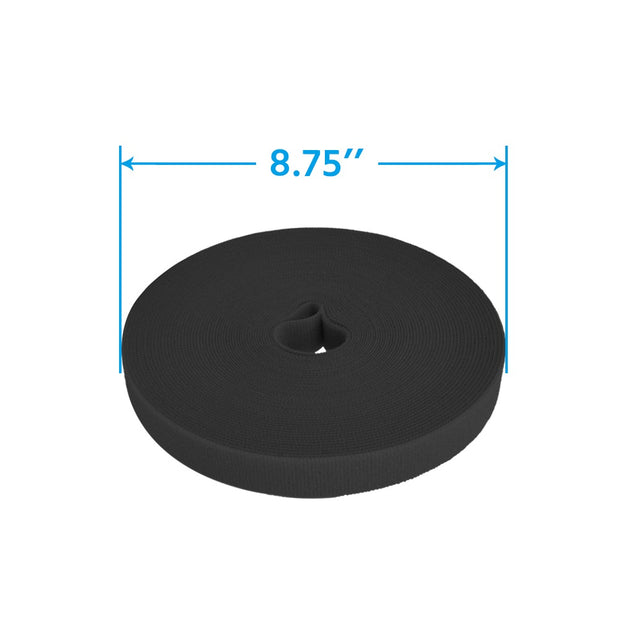 50Ft 0.8" Width Hook and Loop Strap Tape Black