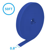 50Ft 0.8" Width Hook and Loop Strap Tape Blue