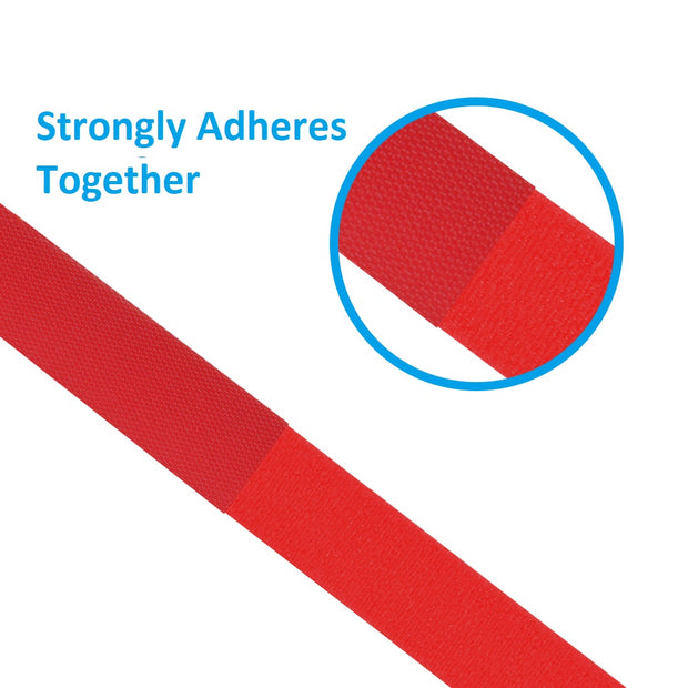 50Ft 0.8" Width Hook and Loop Strap Tape Red