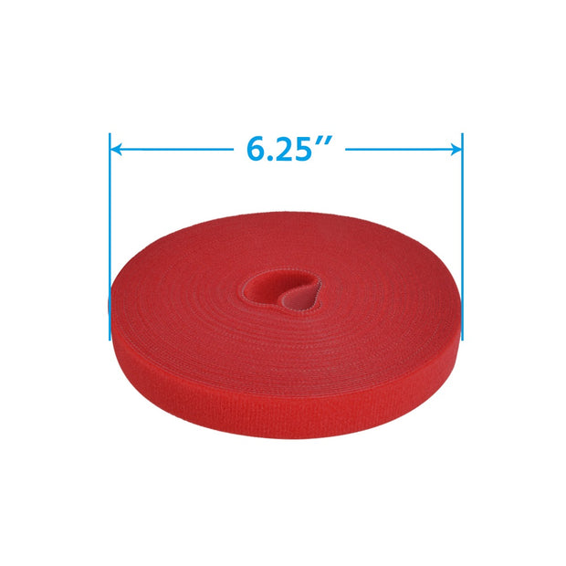 50Ft 0.8" Width Hook and Loop Strap Tape Red