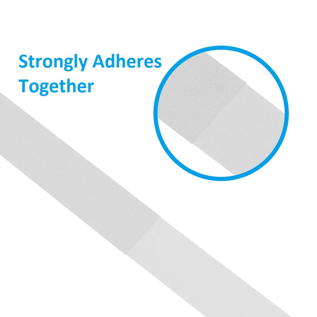 50Ft 0.8" Width Hook and Loop Strap Tape White
