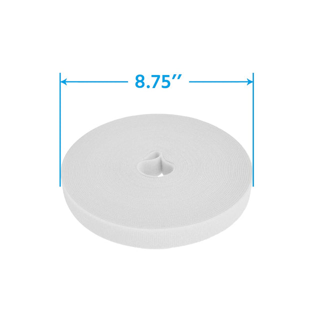 50Ft 0.8" Width Hook and Loop Strap Tape White