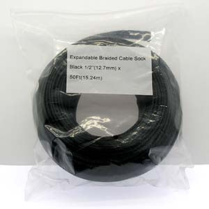 Expandable Braided Cable Sleeve Black 1/2"(12.7mm) x 100Ft (30.48m)