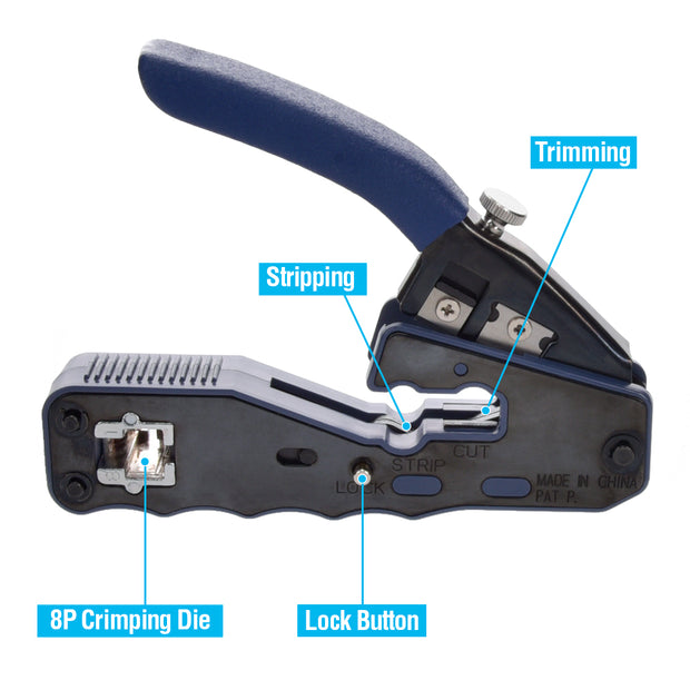 RJ45 Feed Through Plug Termination Tool