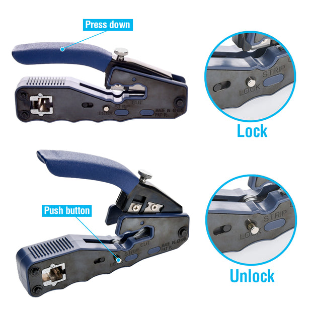 RJ45 Feed Through Plug Termination Tool