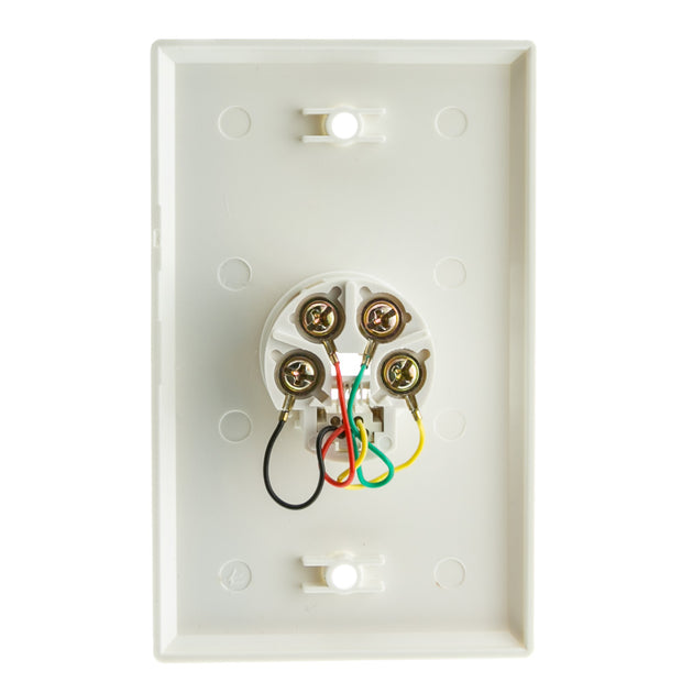 2 Line Telephone Wall Plate, White, RJ11, 4 Conductor