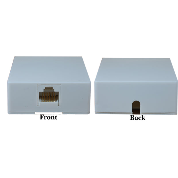 Phone Surface Mount Jack, White, RJ45, Data / Voice, 8P8C (8 Pin 8 Conductor), Voice Only