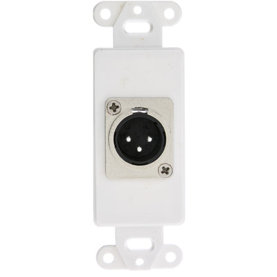 Decora Wall Plate Insert, White, XLR Male to Solder Type