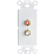 Decora Wall Plate Insert, White, RCA Stereo Couplers (Red/White), 2 RCA Female