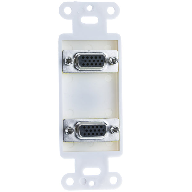 Decora Wall Plate Insert, White, Dual VGA Couplers, HD15 Female