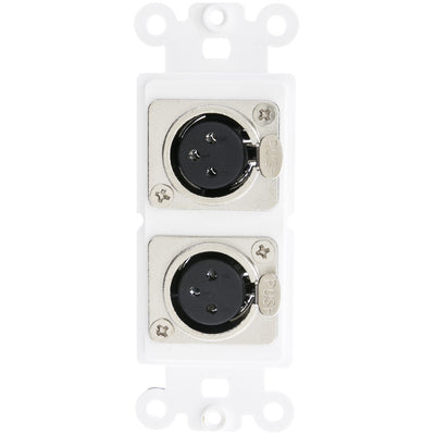 Decora Wall Plate Insert, White, Dual XLR Female to Solder Type