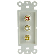 Decora Wall Plate Insert, White, 3 RCA Couplers (Red/White/Yellow), RCA Female