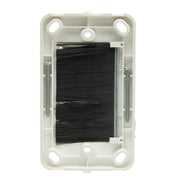 Brush Style Cable Pass-Through Wall Plate Insert with half-moon cover, single gang, white