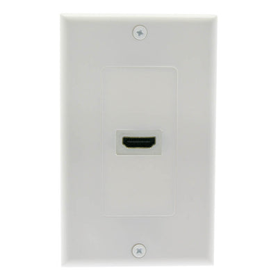 Wall Plate, White, Single HDMI Port with Strain Relief, HDMI Female