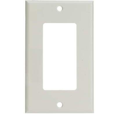 Decora Wall Plate, White, 1 Hole, Single Gang