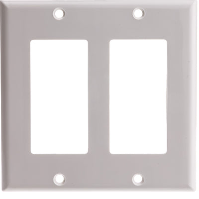 Decora Wall Plate, White, 2 Hole, Dual Gang