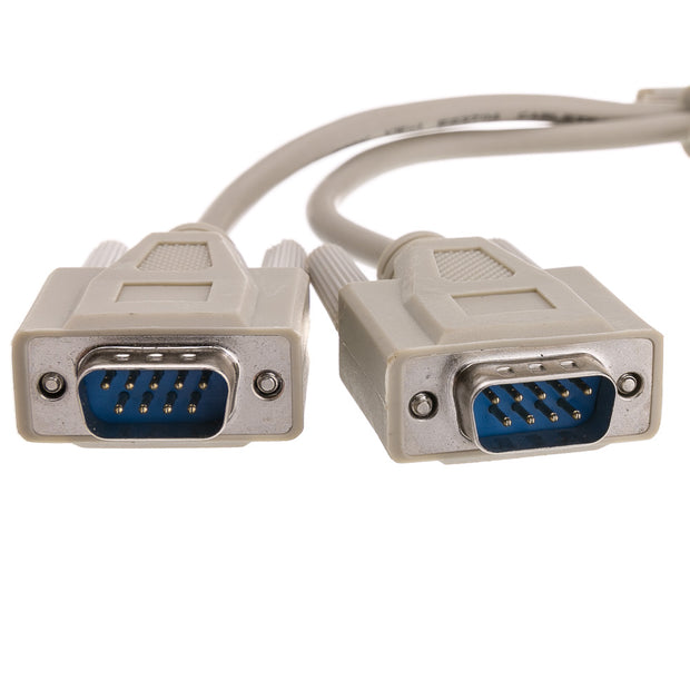 DB9 Serial Y adapter, DB9 Female to Dual DB9 Male, 8 inch