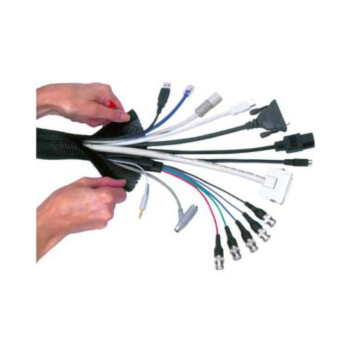 Hook and Loop Cable Sock,  Black,  2 meter length, 1 inch diameter when closed