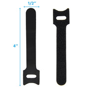 4 inch Hook and Loop Wrap Strap.  60Pc/Pack. 10 each black, blue, green,, red, white, and yellow