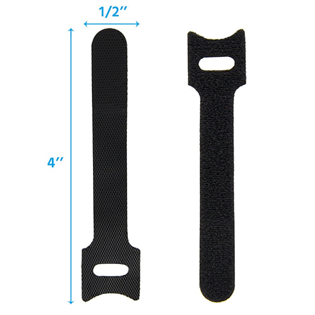 4 inch Hook and Loop Wrap Strap.  60Pc/Pack. 10 each black, blue, green,, red, white, and yellow