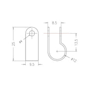 Nylon Cable Clamp, R-Type Loop Hanger, 100 Pieces, 0.5 inch